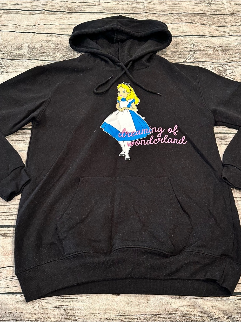 Disney Black "Dreaming of Wonderland" Alice in Wonderland Embroidered Hoodie Sm